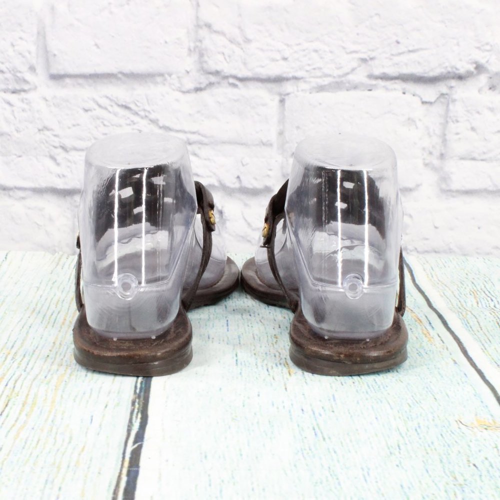 *Tory Burch Miller Brown Leather Logo Medallion Flip Flop Thong Sandals 8.5 Inch - Picture 7 of 9